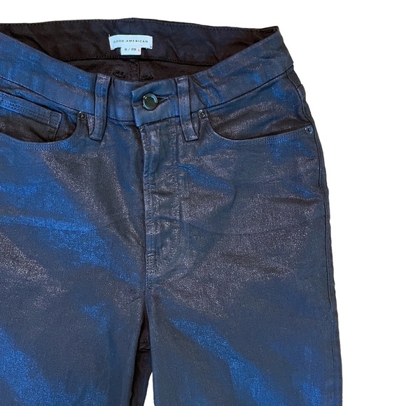 GOOD AMERICAN Good Classic Coated Denim Jeans Size 28 in Black - Picture 11 of 16